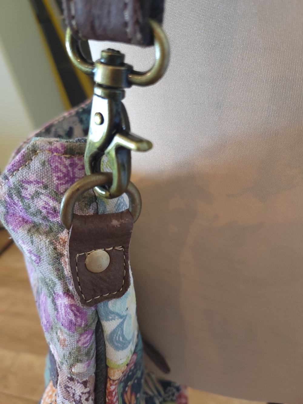 NWT Myra Bag Floral Patchwork Saddle Bag in Purple, Brown, Cream - Picture 7 of 13